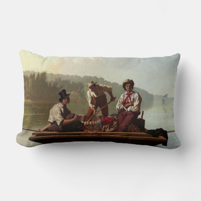 Cojín Lumbar Barcos en el río Misuri (Anverso)