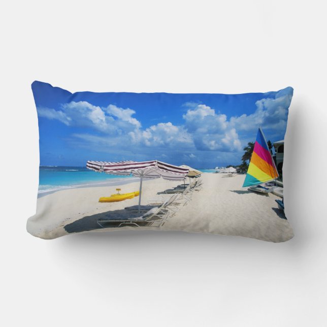 Cojín Lumbar Barcos y sillas de playa (Anverso)