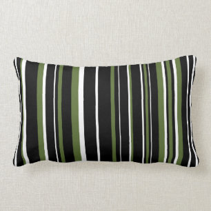 Cojín Lumbar Barra de código de barras negra, verde oliva y bla