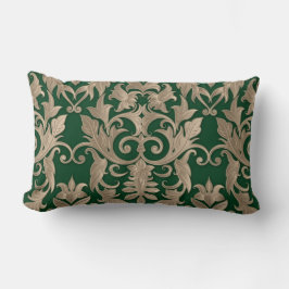 Cojín Lumbar Barroco Damask Brocade Creamy Beige en verde