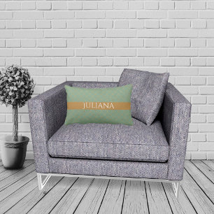 Cojín Lumbar Basil Verde Dorado Cuatro Hojas Personalizado 
