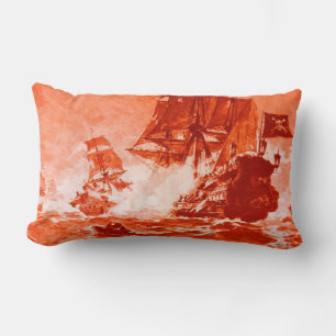 Cojín Lumbar BATALLA DE BARCO PIRATA EN rojo