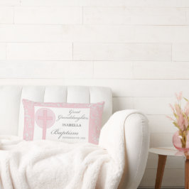 Cojín Lumbar Bautismo Gran Nieta Rosa Lace Personalizado