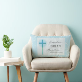 Cojín Lumbar Bautizo del nieto encaje azul personalizado