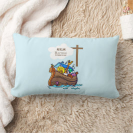 Cojín Lumbar Bautizo Niño Arca de Noé, Personalizado Animales L