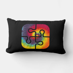 Cojín Lumbar Be Kind Puzzle Pieces Tie Dye Cue Autism Awares