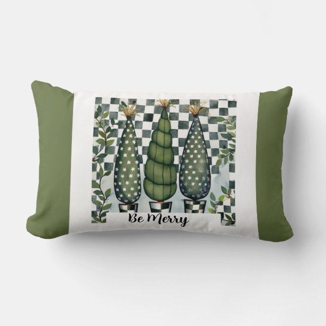 Cojín Lumbar Be Merry Christmas Lumbar Pillow 13" x 21" (Anverso)