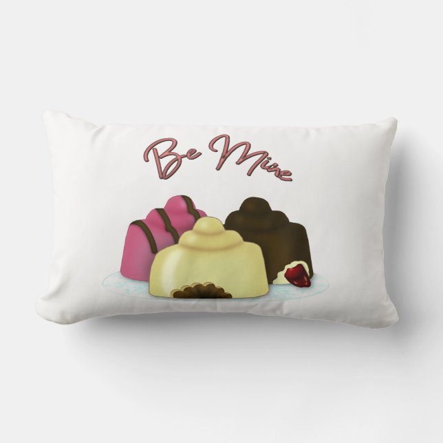 Cojín Lumbar Be Mine El día de San Valentín Candy (Anverso)