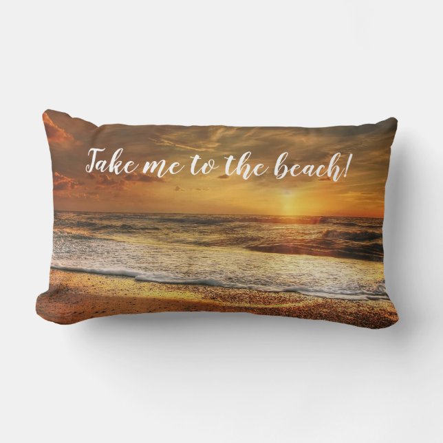 Cojín Lumbar Beach Ocean Sunset Photo cita Lumbar Pillow (Anverso)