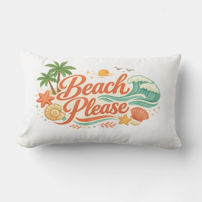 Cojín Lumbar Beach Please Pillow (Anverso)