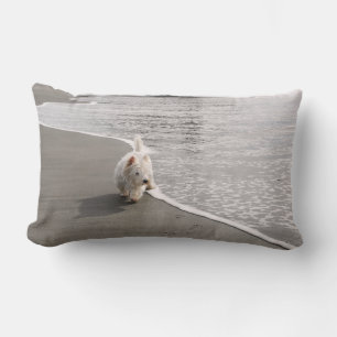 Cojín Lumbar Beachcombing Westie Dog Photo Lumbar Pillow