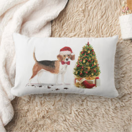 Cojín Lumbar Beagle graciosos Navidades perro con árbol