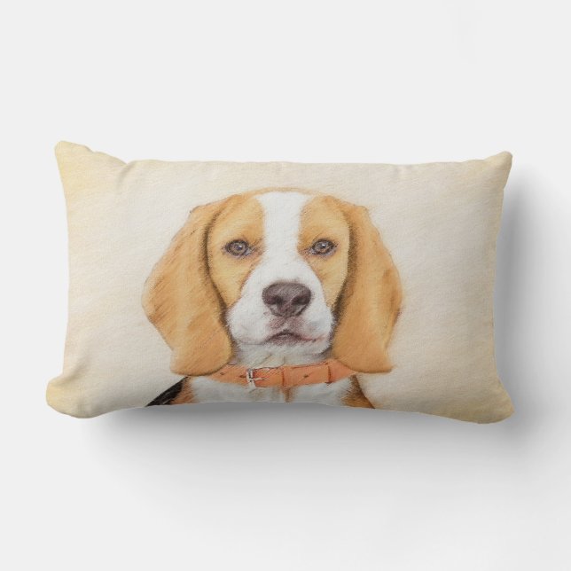 Cojín Lumbar Beagle Hound Dog Pintura original de animales (Anverso)