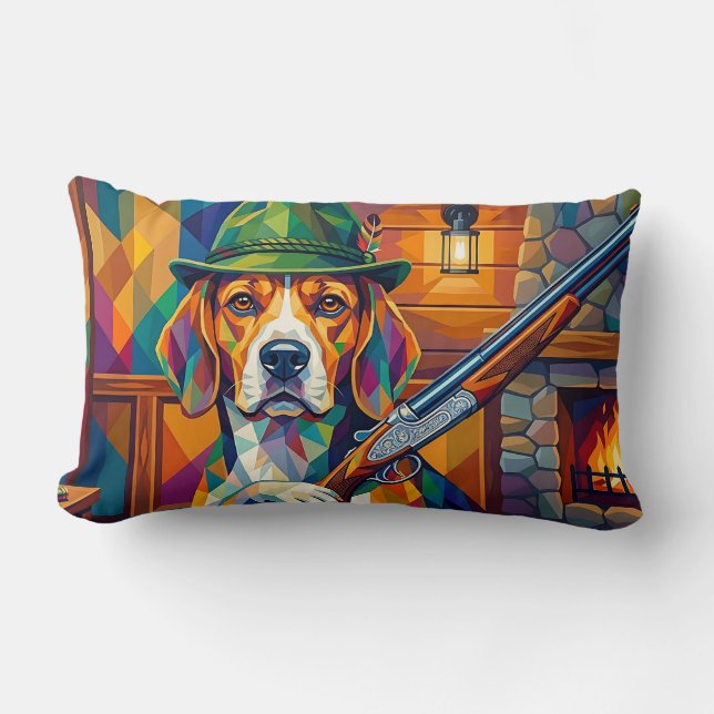 Cojín Lumbar Beagle Jäger Pop Art – Moderner Jagdhund (Anverso)