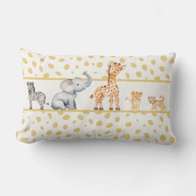 Cojín Lumbar Bebés de Safari de la Selva Cute (Anverso)