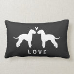 Cojín Lumbar Bedlington Terrier Silhouettes Love<br><div class="desc">Bedlington Terrier Silhouettes con Corazón y Texto Personalizado. Hace un buen regalo Boda para los amantes de Bedlington.</div>
