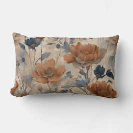 Cojín Lumbar Beige Naranja Quemado Azul Marino Polvoriento Flor