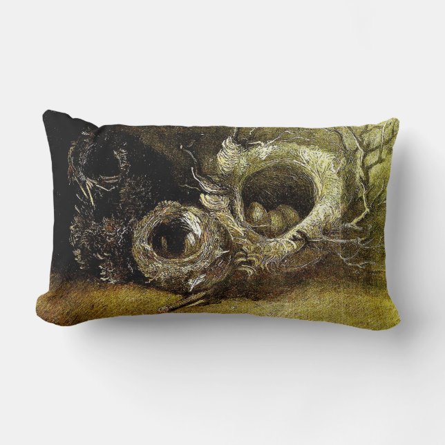 Cojín Lumbar Bella Artes Van Gogh de tres nidos de aves (Anverso)