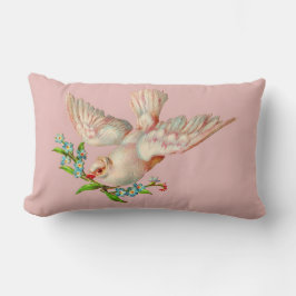 Cojín Lumbar bella paloma blanca con brote en la boca