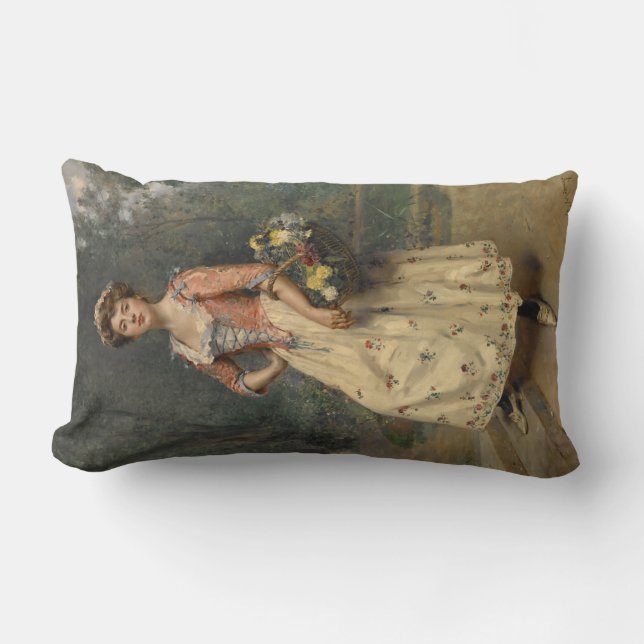 Cojín Lumbar Belleza primavera (por Raimundo de Madrazo y Garre (Anverso)