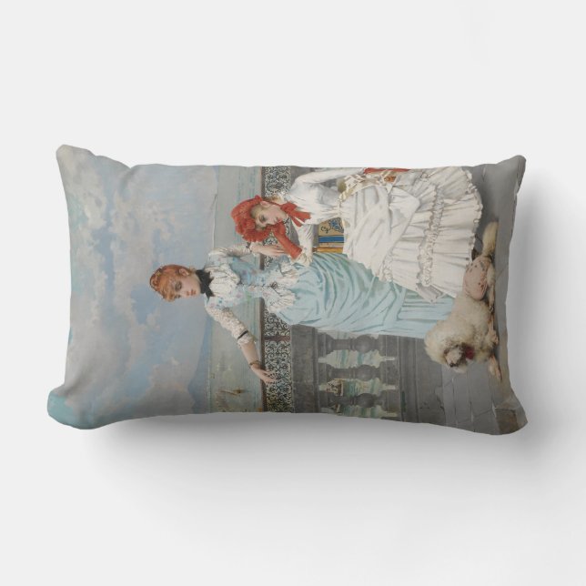 Cojín Lumbar Bellezas napolitanas (jóvenes italianas elegantes) (Anverso)