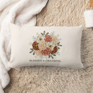 Cojín Lumbar Bendita y agradecida - Ruido Floral Lumbar Tirar P