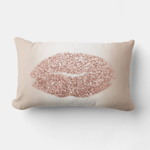 Cojín Lumbar Beso de maquillaje de Rosa Pearly, Purpurina de lo