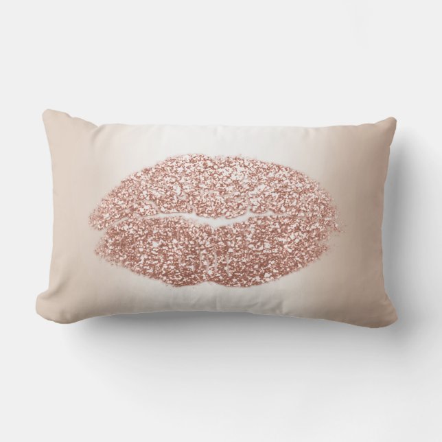 Cojín Lumbar Beso de maquillaje de Rosa Pearly, Purpurina de lo (Anverso)