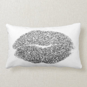 Cojín Lumbar Beso de plata del maquillaje del blanco gris del