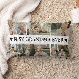 Cojín Lumbar Best Grandma Ever Photo Collage – Gift with Hearts