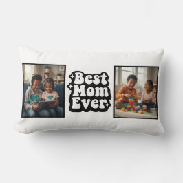 Cojín Lumbar Best Mom Ever Retro Groovy 2 Photo Keepsake