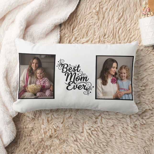 Cojín Lumbar Best Mom Ever Sparkling Star 2 Photo Keepsake (Manta)
