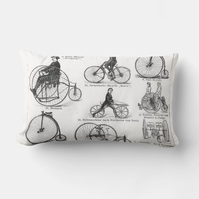 Cojín Lumbar Bicicleta de rueda alta Penny Farthing (Anverso)