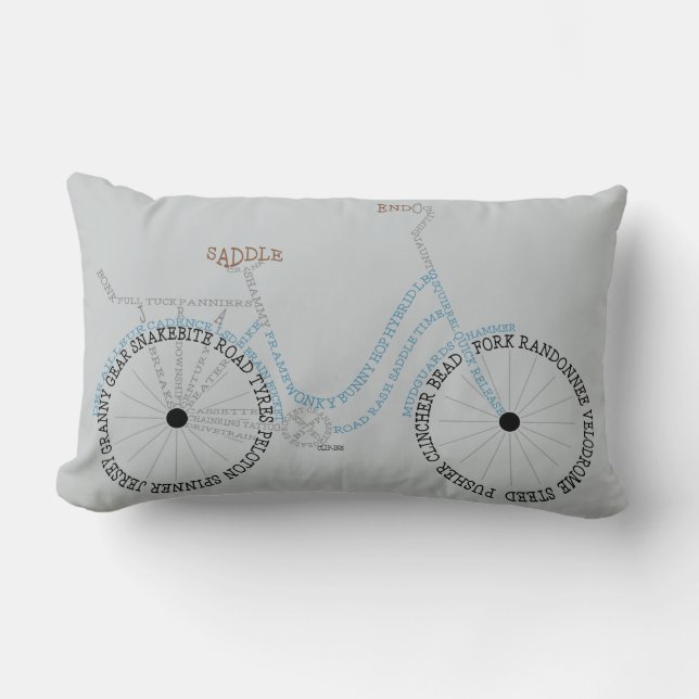Cojín Lumbar Bicicleta Typográfica Bicicleta Ciclismo Cushiro (Anverso)