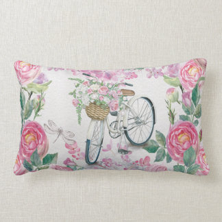 Cojín Lumbar Bicicleta y flores elegantes