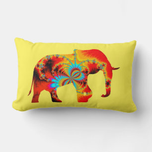 Cojín Lumbar Bienestar animal - Fractal de silueta elefante 1