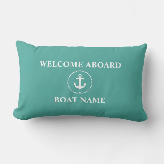 Cojín Lumbar Bienvenida de Anchor Rope Nautical Bot Name (Anverso)
