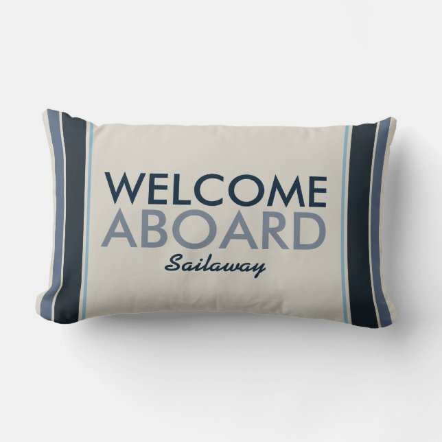 Cojín Lumbar Bienvenido a bordo Rayas verticales personalizadas (Anverso)