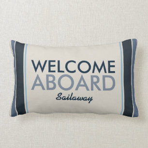 Cojín Lumbar Bienvenido a bordo Rayas verticales personalizadas