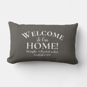 Cojín Lumbar Bienvenido a Casa Personalizado Elegante Caligrafí