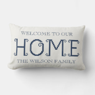 Cojín Lumbar "Bienvenido a Nuestro Hogar" Personalizado con el 