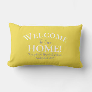 Cojín Lumbar Bienvenido Personalizado de casa caligrafía elegan