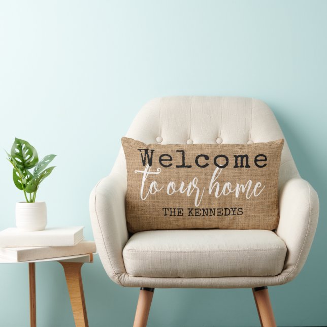 Cojín Lumbar Bienvenidos A Nuestra Casa Rustic Farmhouse Burlap (Silla)