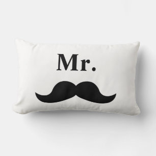 Cojín Lumbar Bigote Sr Blanco Y Negro