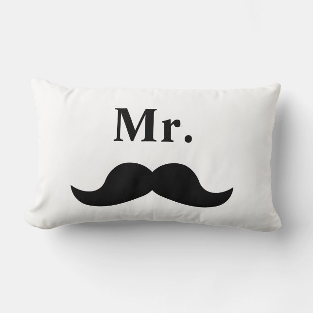 Cojín Lumbar Bigote Sr Blanco Y Negro (Anverso)