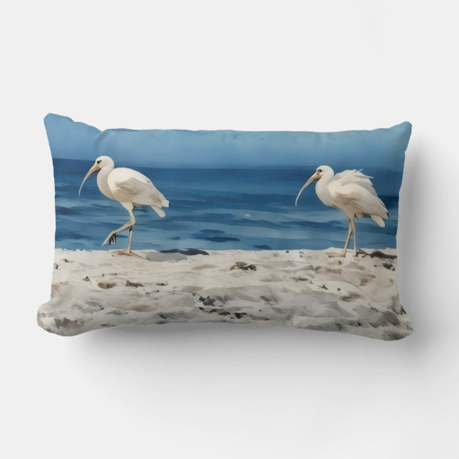 Cojín Lumbar Birds on the Beach Siesta Key Pillow (Anverso)