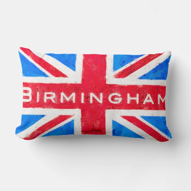 Cojín Lumbar Birmingham - vintage Reino Unido Union Jack (Anverso)