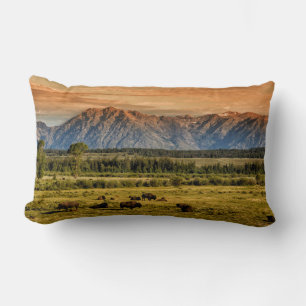 Cojín Lumbar Bisonte en la salida del sol