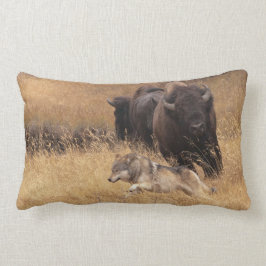 Cojín Lumbar Bisonte, hembra, y lobo de Bull