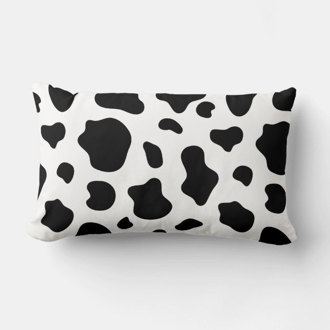 Cojín Lumbar Black and White Cow Print Pillow Decorative  (Anverso)